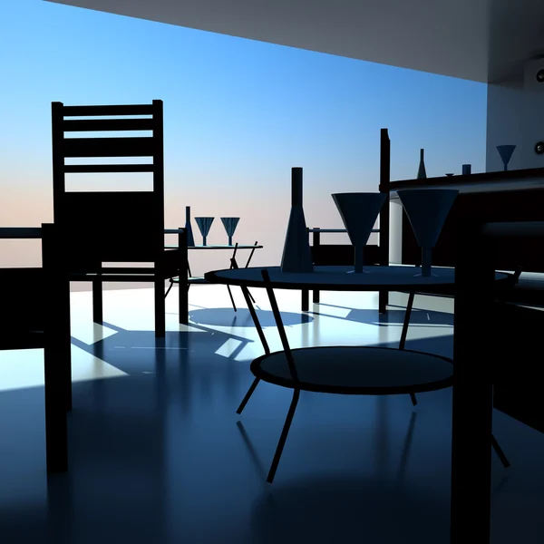 Restaurant zonsondergang — Stockfoto