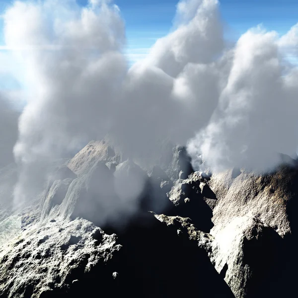 Извержение вулкана на острове — стоковое фото