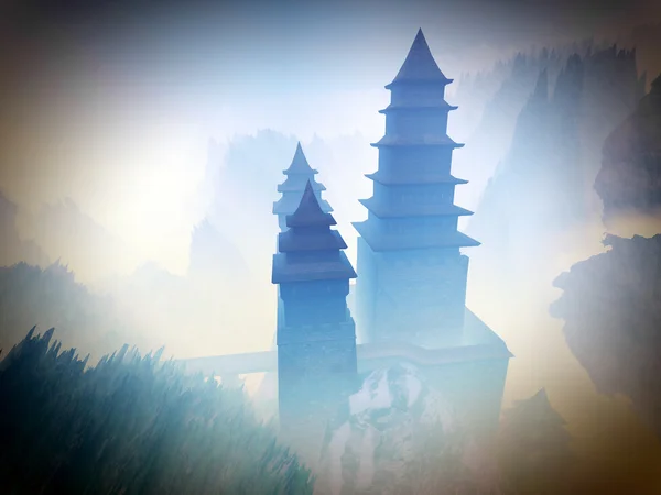 Дзен-буддийский храм в горах — стоковое фото