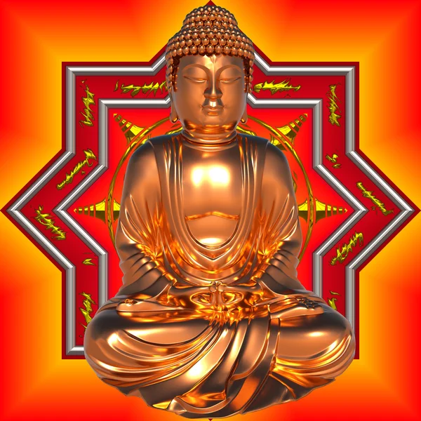 Gold Buddha with Mandala — Stock Photo, Image