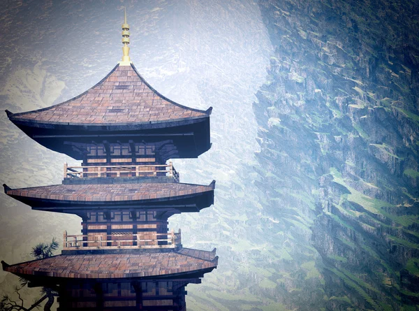 Temple bouddhiste zen dans les montagnes — Photo