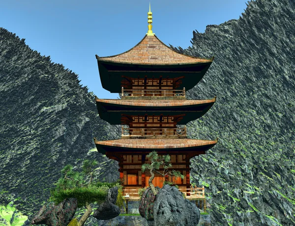 Temple bouddhiste zen dans les montagnes — Photo