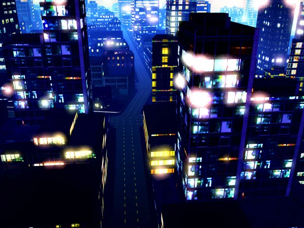 Geschäftsviertel bei Nacht — Stockfoto