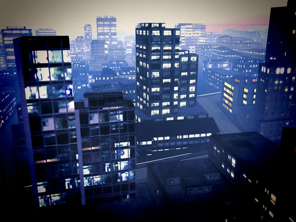 Distrito de negocios por la noche — Foto de Stock