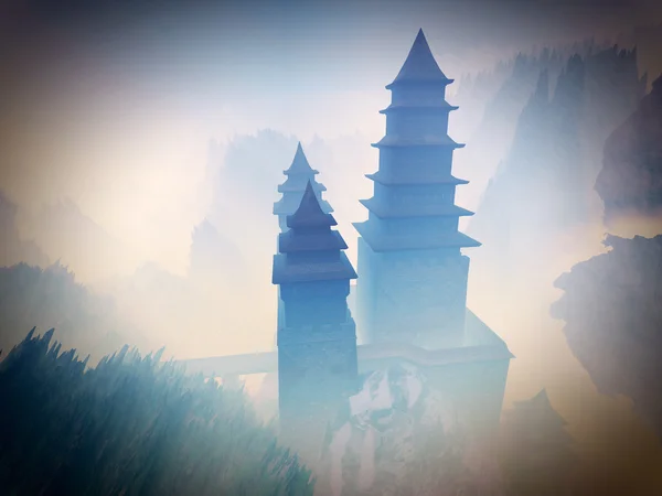 Dağlarda Zen Budist tapınağı — Stok fotoğraf