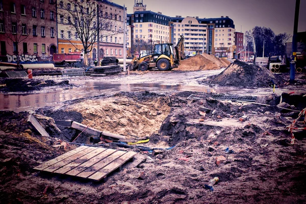 Muddy construction site — Stock Photo, Image