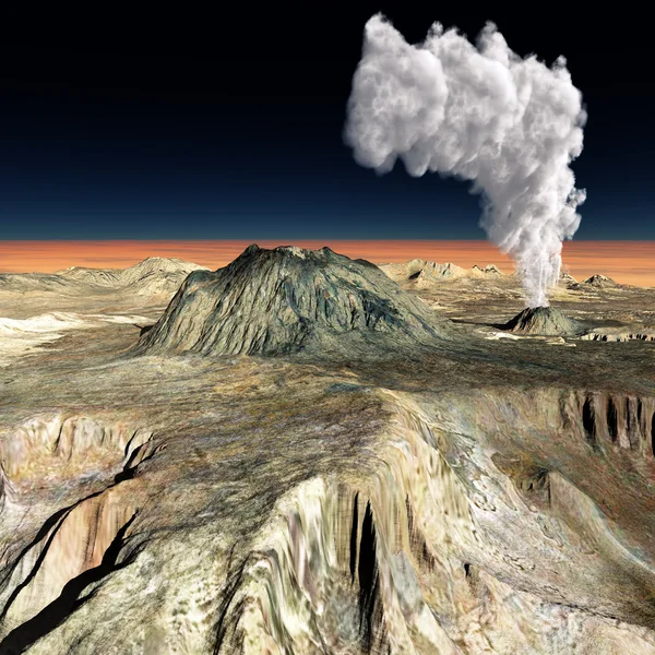 Vulkanische uitbarsting op de enorme schuld — Stockfoto