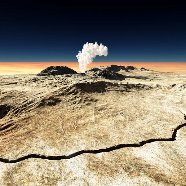 Eruzione vulcanica sull'enorme guasto — Foto Stock