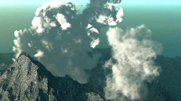 การระเบิดของภูเขาไฟบนเกาะ — ภาพถ่ายสต็อก