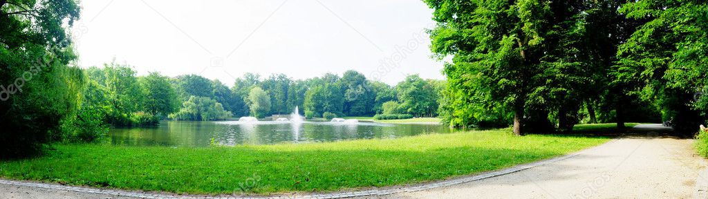 Panoramic view of the road in the park
