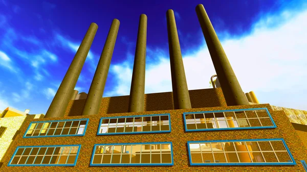 Fabriek met rook stapels — Stockfoto