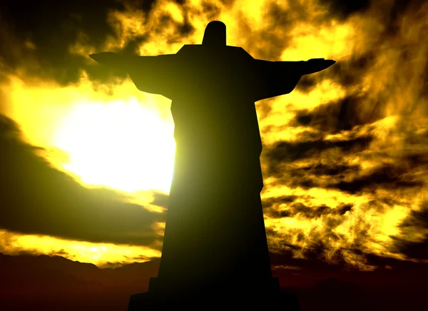 Rio de Janeiro, reedemer İsa'nın ünlü heykeli sütyen — Stok fotoğraf