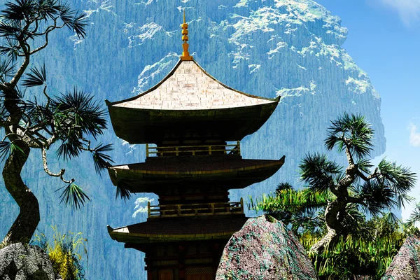 Templo budista zen en las montañas —  Fotos de Stock