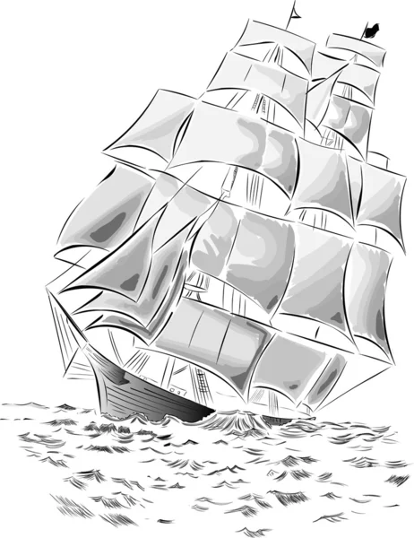Yelkenli Gemi — Stok Vektör
