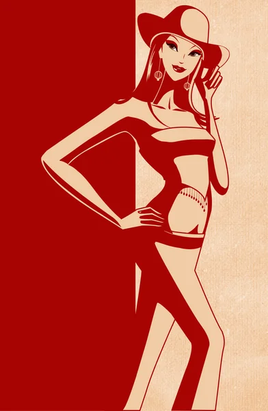 Dame en rouge — Image vectorielle