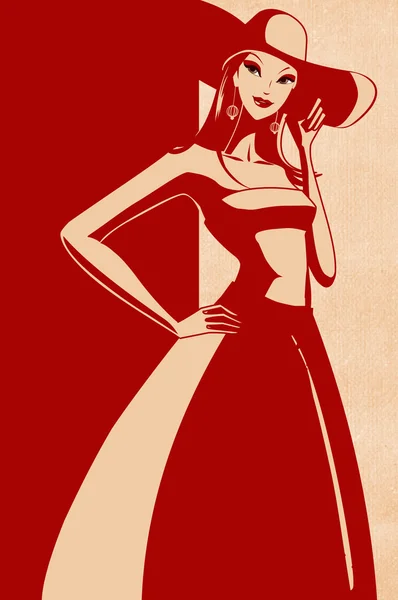 Dama de rojo — Archivo Imágenes Vectoriales