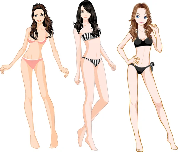 Chicas bikini — Vector de stock