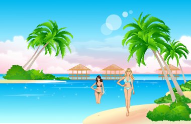 Beach girls clipart