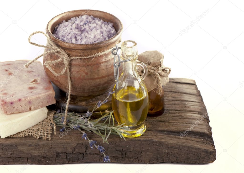 Spa salt, lavender and soaps