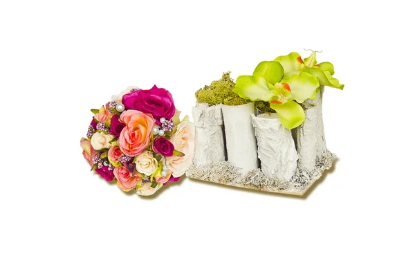 Mazzo di fiori e vaso decorativo — Foto Stock