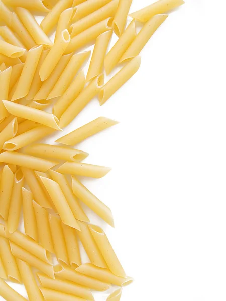 A border of italian dried macaroni, isolated in white — Stock Photo, Image