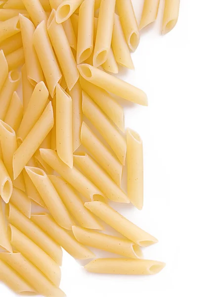 A border of italian dried macaroni, isolated in white — Stock Photo, Image