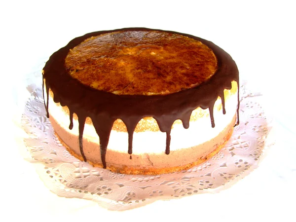 쇼 콜라와 크림 케이크, 홈 만든 — 스톡 사진
