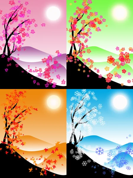 Illustrazione di quattro stagioni — Foto Stock