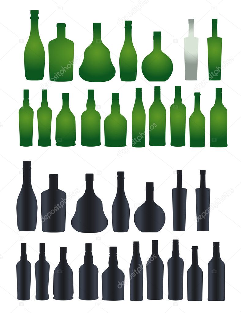 Vector collection of different silhouette bottles