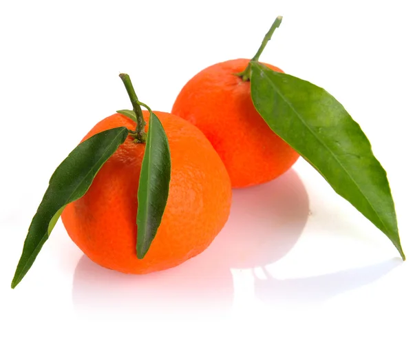 Twee clementines met bladeren — Stockfoto
