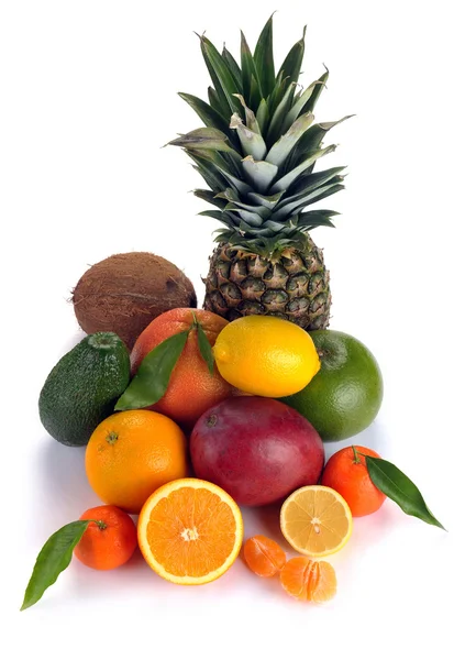Set di agrumi e frutti tropicali — Foto Stock