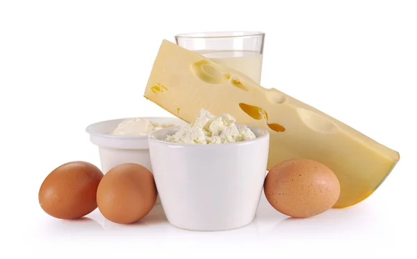 Dairy products, cheese and eggs — Stock Photo, Image