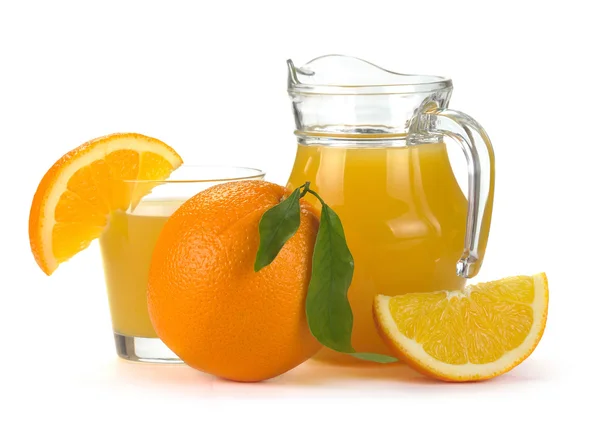 Narancs gyümölcslé és gyümölcs — Stock Fotó