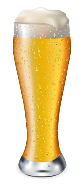 Beer in glass with drops — Stock Vector