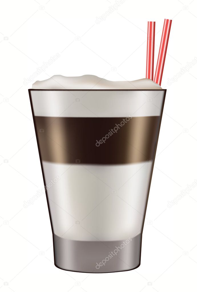 Mug of layered caffe latte