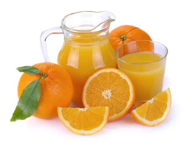 Narancs gyümölcslé és gyümölcs — Stock Fotó