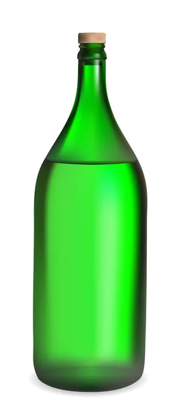 Large green bottle with white wine — Stock Vector