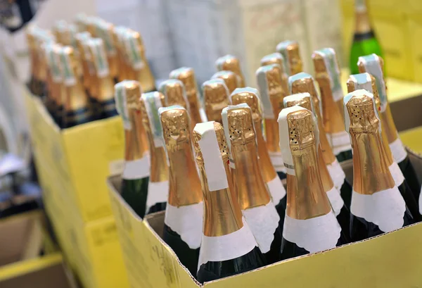 Bottiglia di vini champagne — Foto Stock