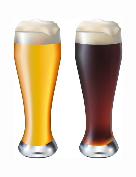 Misted vaso de cerveza oscura y blanca — Vector de stock