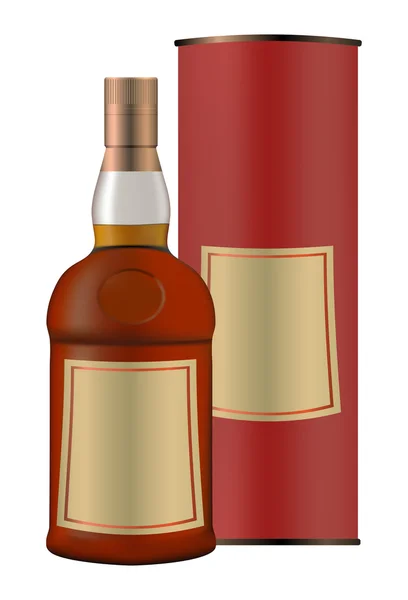 瓶威士忌酒和包装盒 — 图库矢量图片