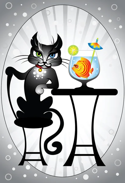 Katt och fisk Royaltyfria illustrationer