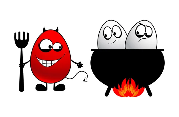 Ördög és a tojás Stock Illusztrációk
