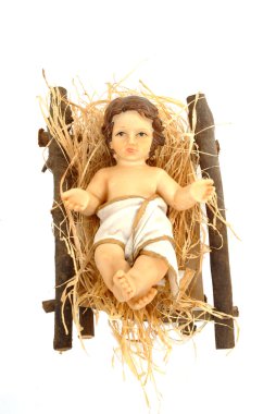 Nativity, baby jesus in his crib clipart