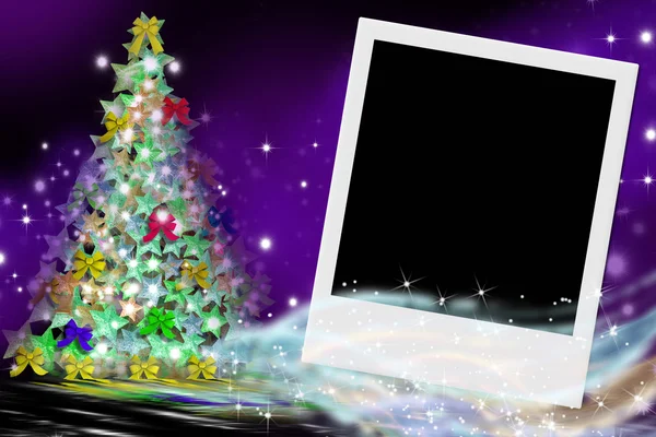 Tanne Weihnachtskarte und Bilderrahmen — Stockfoto