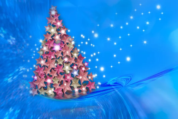 Fundo azul árvore de Natal — Fotografia de Stock