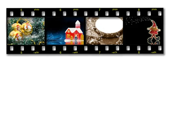 Película de diapositivas de 35 mm con fotos de Navidad — Foto de Stock