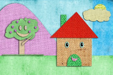 Children's drawing funny happy home clipart