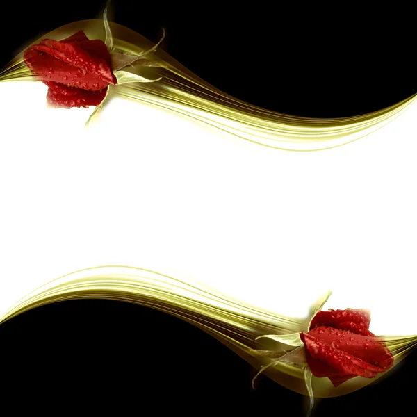 Elegante cartão romântico botões de rosa vermelhos — Fotografia de Stock