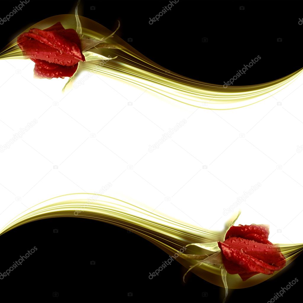 Elegant romantic card red rosebuds