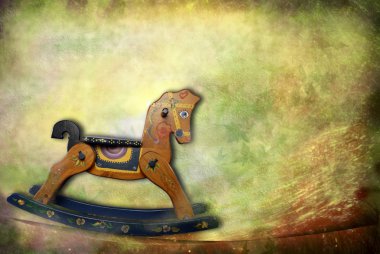 Antique toys, rocking horse clipart